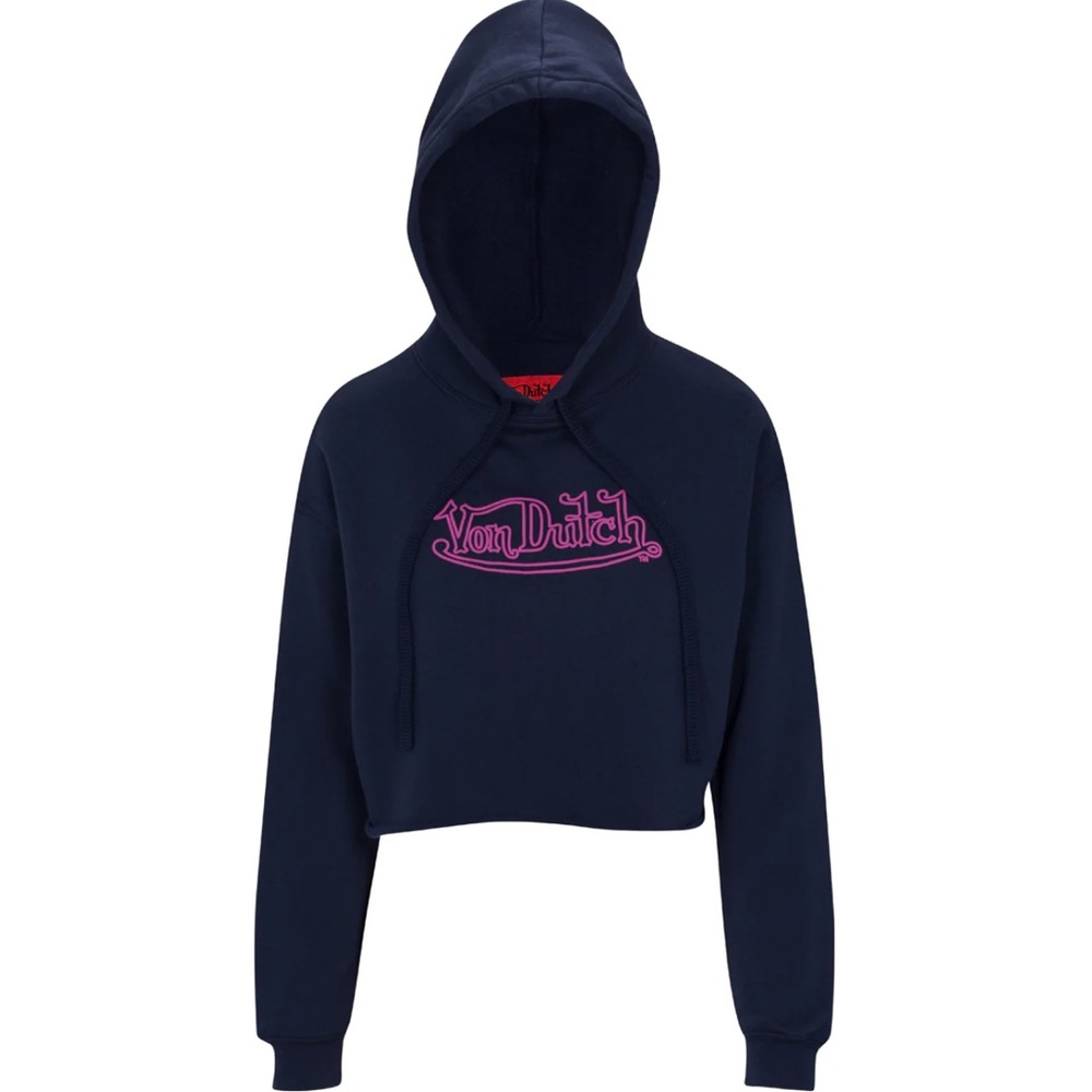 NWT Von Dutch Women’s Navy and Purple Crop Hoodie - 1 LARGE LEFT